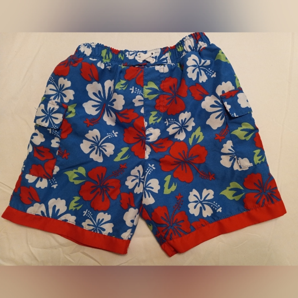 Boys Sand N Sun Swim Shorts Hawaiian Size 4T Mesh Lined